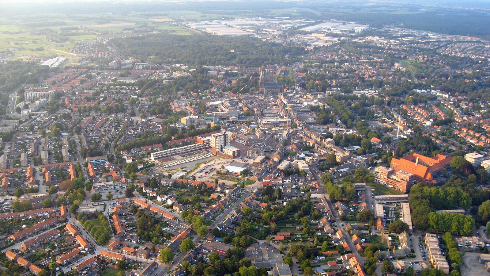 Luchtfoto van het centrum van Venray