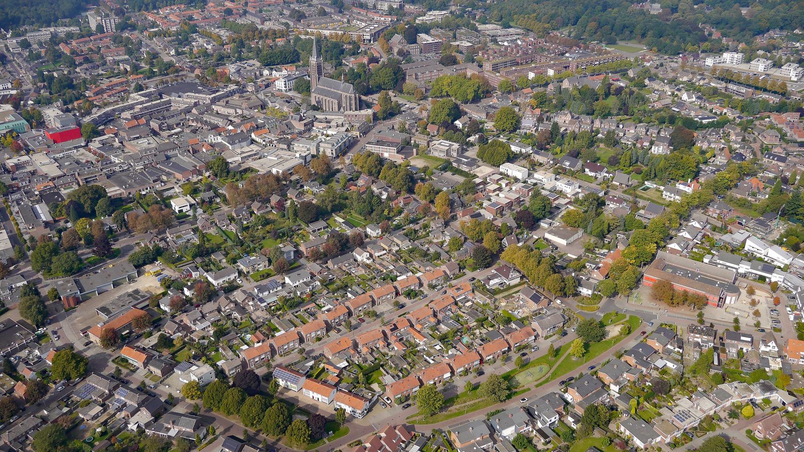 Luchtfoto van centrum oost Venray